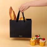 Beava Black Paper Bag for Packaging, 5 Pack Small Paper Bags with Handles for Shopping, Birthday Gift Wrapping, Takeouts, Party