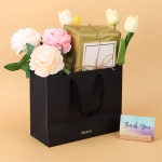 Beava Black Paper Bag for Packaging, 5 Pack Small Paper Bags with Handles for Shopping, Birthday Gift Wrapping, Takeouts, Party